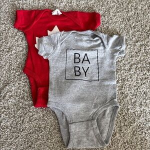 Red and Gray Baby Onesies set of 2